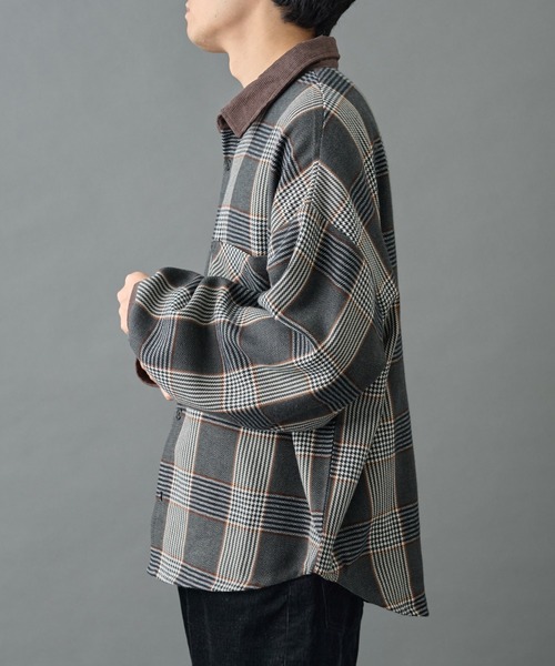 COLONY 2139(コロニートゥーワンスリーナイン)の「先染めチェック袖ギャザーBIGシャツ(シャツ/ブラウス・メンズ・グレー/ネイビー/ブラウン・MEDIUM/LARGE)」の5枚目の写真