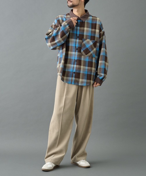 COLONY 2139(コロニートゥーワンスリーナイン)の「先染めチェック袖ギャザーBIGシャツ(シャツ/ブラウス・メンズ・グレー/ネイビー/ブラウン・MEDIUM/LARGE)」の20枚目の写真