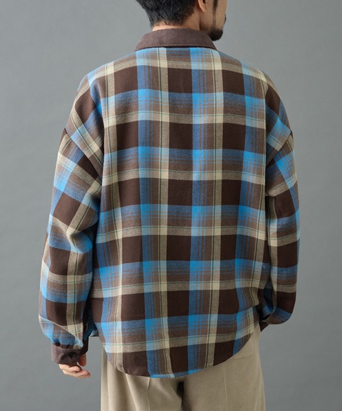 COLONY 2139(コロニートゥーワンスリーナイン)の「先染めチェック袖ギャザーBIGシャツ(シャツ/ブラウス・メンズ・グレー/ネイビー/ブラウン・MEDIUM/LARGE)」の10枚目の写真