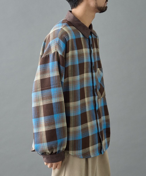 COLONY 2139(コロニートゥーワンスリーナイン)の「先染めチェック袖ギャザーBIGシャツ(シャツ/ブラウス・メンズ・グレー/ネイビー/ブラウン・MEDIUM/LARGE)」の11枚目の写真