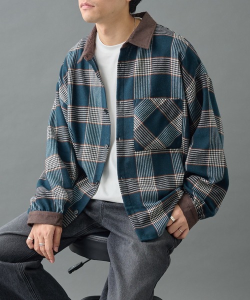 COLONY 2139(コロニートゥーワンスリーナイン)の「先染めチェック袖ギャザーBIGシャツ(シャツ/ブラウス・メンズ・グレー/ネイビー/ブラウン・MEDIUM/LARGE)」の12枚目の写真