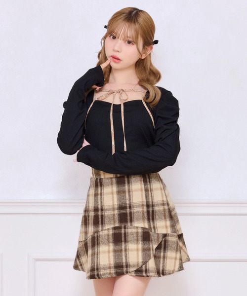 apres jour(アプレジュール)の「フロントリボンパワショルトップス(Tシャツ/カットソー・レディース・ダークブラウン/グレイッシュベージュ/ブラック・フリー/X-LARGE)」の9枚目の写真