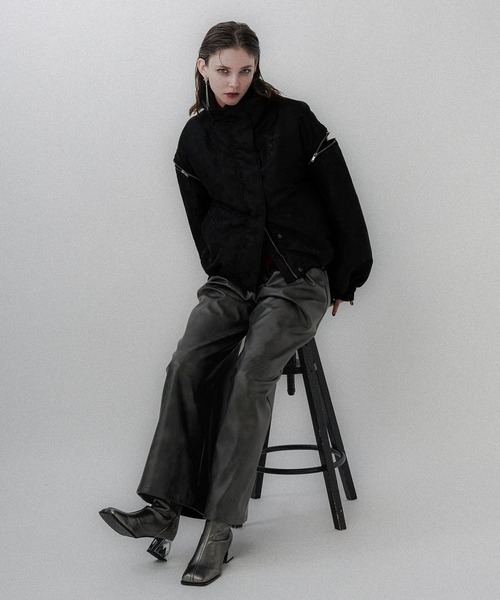 HARE（ハレ）の「フェイクレザーダブルウエストパンツ(HARE)（その他パンツ・レディース・ブラック/グレー・FREE）」の3枚目の写真