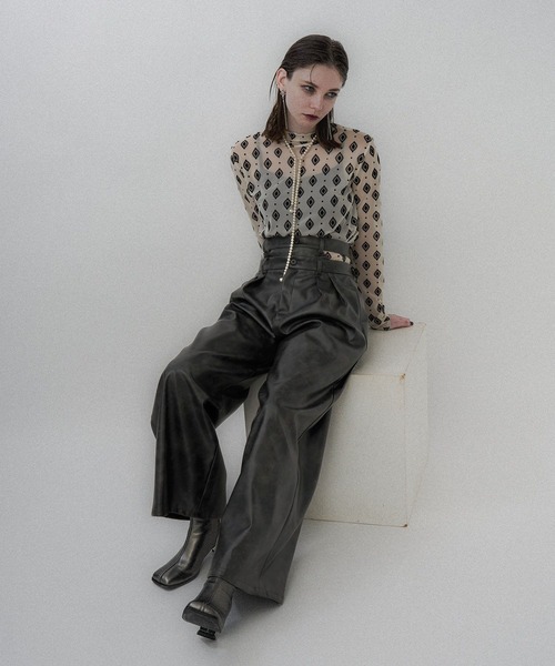 HARE（ハレ）の「フェイクレザーダブルウエストパンツ(HARE)（その他パンツ・レディース・ブラック/グレー・FREE）」の7枚目の写真