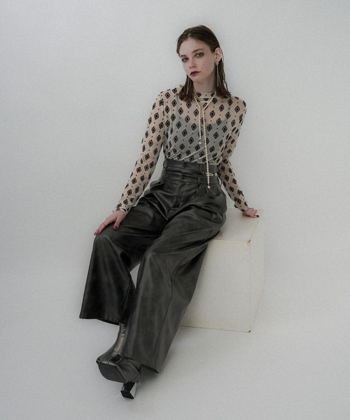 フェイクレザーダブルウエストパンツ(HARE)（その他パンツ