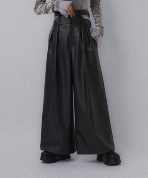 HARE（ハレ）の「フェイクレザーダブルウエストパンツ(HARE)（その他パンツ・レディース・ブラック/グレー・FREE）」の19枚目の写真