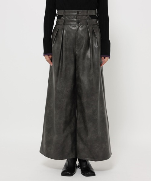 フェイクレザーダブルウエストパンツ(HARE)（その他パンツ