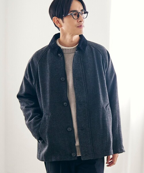 セール】ウールブレンドツイルジャケット（ステンカラーコート）｜coen