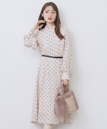 index | ドットデザインタックワンピース【洗濯機OK/イージーアイロン】(ワンピース)
