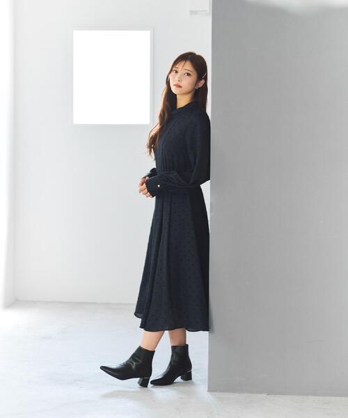 index(インデックス)の「ドットデザインタックワンピース【洗濯機OK/イージーアイロン】(ワンピース・レディース・ネイビー系/ベージュ系その他4/ワイン系1・36/38/40/42)」の18枚目の写真