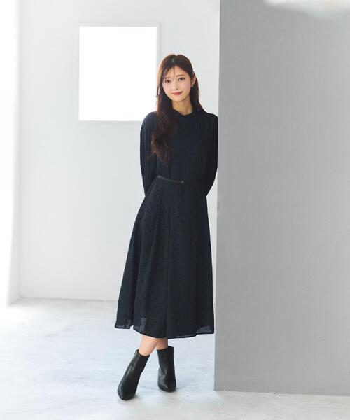 index(インデックス)の「ドットデザインタックワンピース【洗濯機OK/イージーアイロン】(ワンピース・レディース・ネイビー系/ベージュ系その他4/ワイン系1・36/38/40/42)」の19枚目の写真