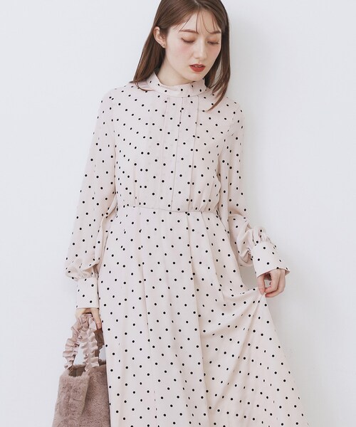 index(インデックス)の「ドットデザインタックワンピース【洗濯機OK/イージーアイロン】(ワンピース・レディース・ネイビー系/ベージュ系その他4/ワイン系1・36/38/40/42)」の20枚目の写真
