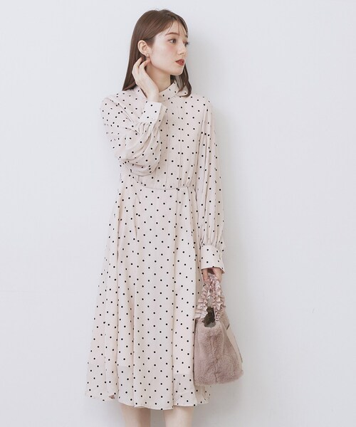 index(インデックス)の「ドットデザインタックワンピース【洗濯機OK/イージーアイロン】(ワンピース・レディース・ネイビー系/ベージュ系その他4/ワイン系1・36/38/40/42)」の21枚目の写真