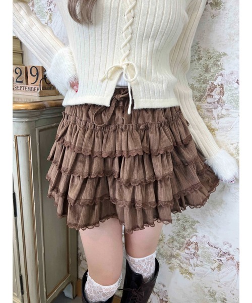 PHILLY（フィリー）の「フェイクスウェードフリルミニスカート（スカート・レディース・ブラウン/アイボリー・FREE）」の2枚目の写真