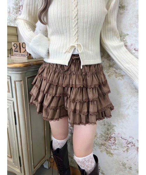 PHILLY（フィリー）の「フェイクスウェードフリルミニスカート（スカート・レディース・ブラウン/アイボリー・FREE）」の13枚目の写真