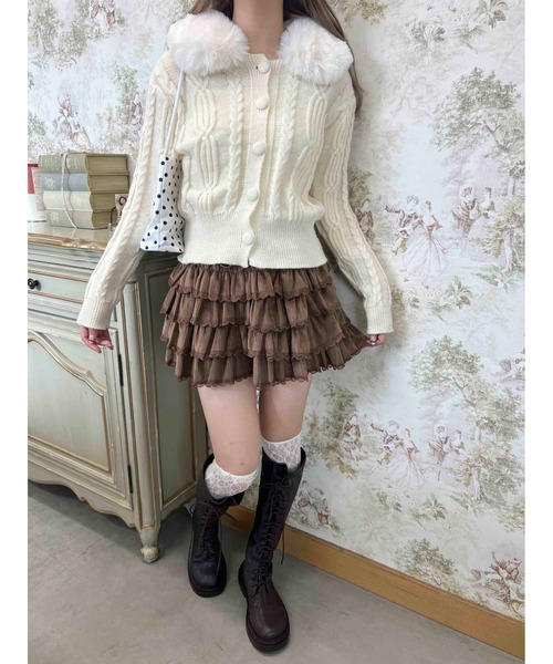 PHILLY（フィリー）の「フェイクスウェードフリルミニスカート（スカート・レディース・ブラウン/アイボリー・FREE）」の11枚目の写真