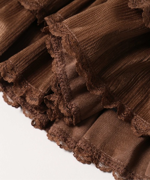 PHILLY（フィリー）の「フェイクスウェードフリルミニスカート（スカート・レディース・ブラウン/アイボリー・FREE）」の4枚目の写真