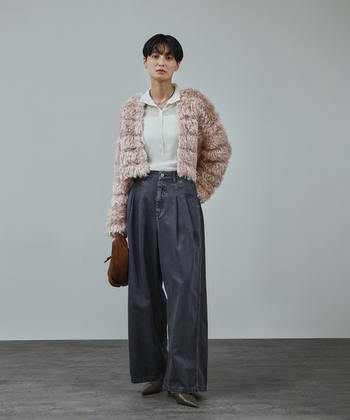 SALON adam et rope'（サロン アダム エ ロペ）の「シャギーファーニットボレロ（カーディガン/ボレロ・レディース・グレー/ピンク・FREE）」の13枚目の写真