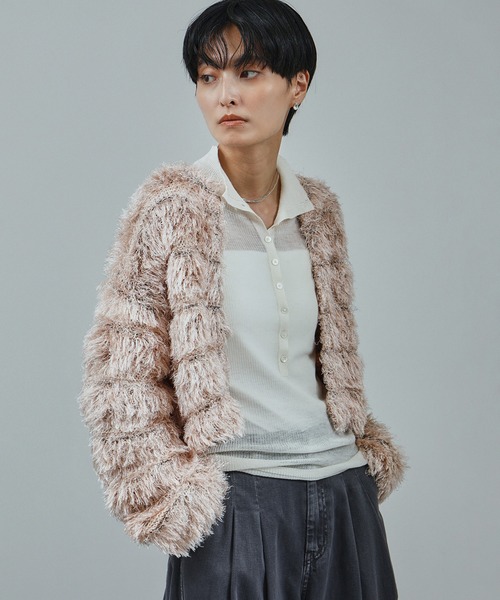 SALON adam et rope'（サロン アダム エ ロペ）の「シャギーファーニットボレロ（カーディガン/ボレロ・レディース・グレー/ピンク・FREE）」の12枚目の写真