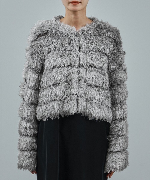 SALON adam et rope'（サロン アダム エ ロペ）の「シャギーファーニットボレロ（カーディガン/ボレロ・レディース・グレー/ピンク・FREE）」の10枚目の写真