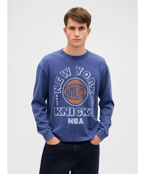 NBA ニューヨーク・ニックス 長袖シューティングシャツ 韓国製 古着 刺繍ロゴ セール】NBA ニューヨーク ニックス クロップド グラフィックTシャツ
