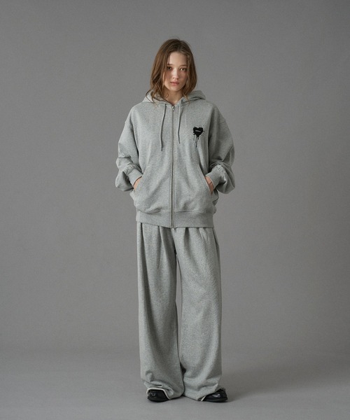 ONCILY(オンシェリー)の「TUCK WIDE BAGGY SWEAT PANTS / タックワイドバギースウェットパンツ(スウェットパンツ・メンズ・ブラック/杢グレー・MEDIUM/LARGE/SMALL)」の9枚目の写真