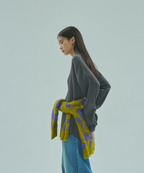 ROSE BUD(ローズバッド)の「(CREOLME)RIB HENRY NECK PULLOVER(Tシャツ/カットソー・レディース・チャコールグレー/オフホワイト/レッド・ONE SIZE)」の15枚目の写真