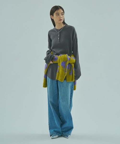 ROSE BUD(ローズバッド)の「(CREOLME)RIB HENRY NECK PULLOVER(Tシャツ/カットソー・レディース・チャコールグレー/オフホワイト/レッド・ONE SIZE)」の17枚目の写真