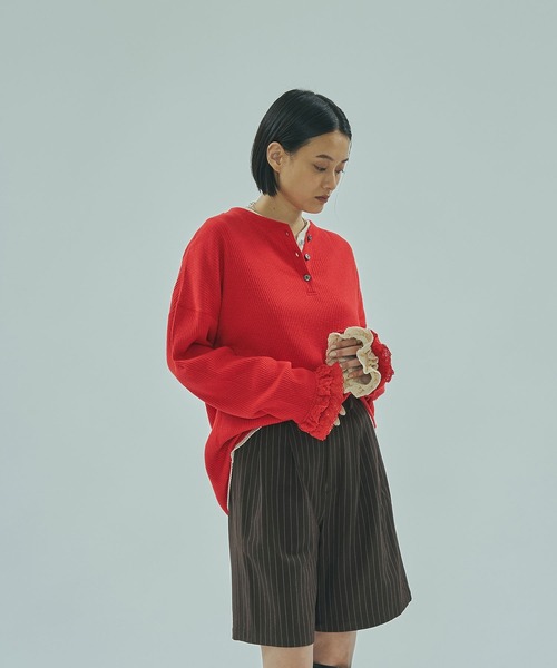 ROSE BUD(ローズバッド)の「(CREOLME)RIB HENRY NECK PULLOVER(Tシャツ/カットソー・レディース・チャコールグレー/オフホワイト/レッド・ONE SIZE)」の22枚目の写真
