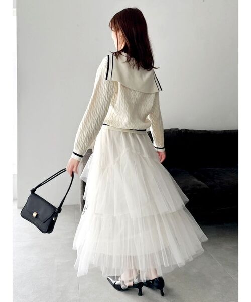 dazzlin（ダズリン）の「【FILA別注】セーラーカラーラインニットプルオーバー（ニット/セーター・レディース・ネイビー/ブラウン/グレー/ピンク/アイボリー・FREE）」の11枚目の写真