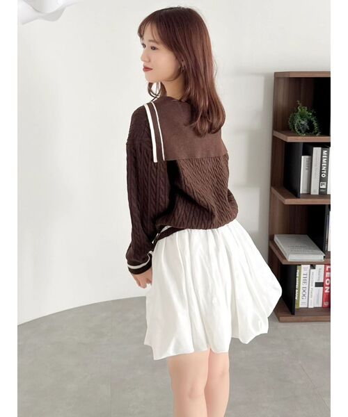 dazzlin（ダズリン）の「【FILA別注】セーラーカラーラインニットプルオーバー（ニット/セーター・レディース・ネイビー/ブラウン/グレー/ピンク/アイボリー・FREE）」の15枚目の写真