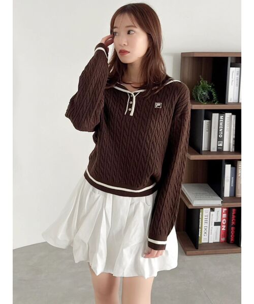 FILA別注】セーラーカラーラインニットプルオーバー（ニット/セーター