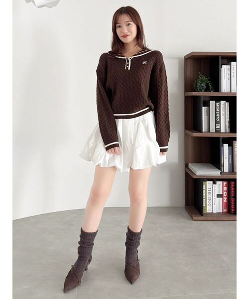 dazzlin（ダズリン）の「【FILA別注】セーラーカラーラインニットプルオーバー（ニット/セーター・レディース・ネイビー/ブラウン/グレー/ピンク/アイボリー・FREE）」の17枚目の写真