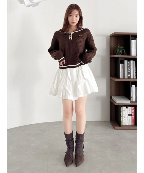 dazzlin（ダズリン）の「【FILA別注】セーラーカラーラインニットプルオーバー（ニット/セーター・レディース・ネイビー/ブラウン/グレー/ピンク/アイボリー・FREE）」の18枚目の写真