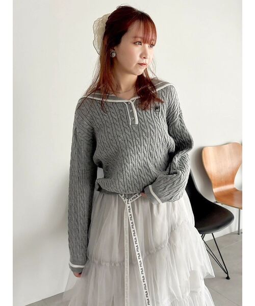 FILA別注】セーラーカラーラインニットプルオーバー（ニット