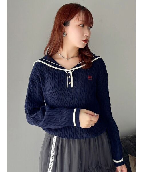 FILA別注】セーラーカラーラインニットプルオーバー（ニット/セーター