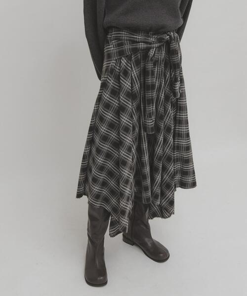 KBF（KBF）/ノットデザインチェックスカート セール】ノットデザインチェックスカート（スカート）｜KBF