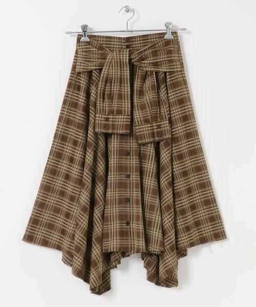 KBF（KBF）/ノットデザインチェックスカート セール】ノットデザインチェックスカート（スカート）｜KBF