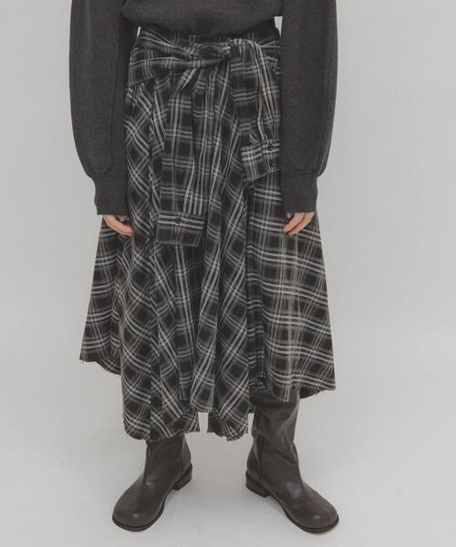 KBF（ケイビーエフ）の「ノットデザインチェックスカート（スカート・レディース・ブラウン系その他/ブラック系その他・ONE）」の10枚目の写真