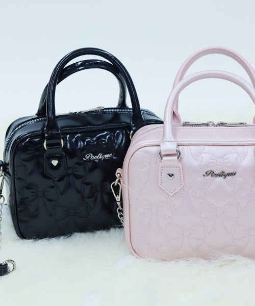 axes femme POETIQUE(アクシーズファムポエティック)の「キルティングチェーンバッグ(ボストンバッグ・レディース・ピンク/ブラック・FREE)」の7枚目の写真