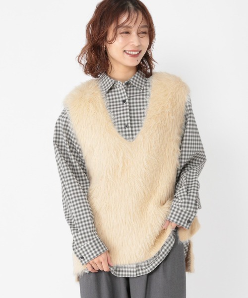 studio CLIP(スタディオクリップ)の「7ゲージフェザーベスト(ベスト・レディース・アイボリー/ベージュ/チャコール・FREE)」の3枚目の写真