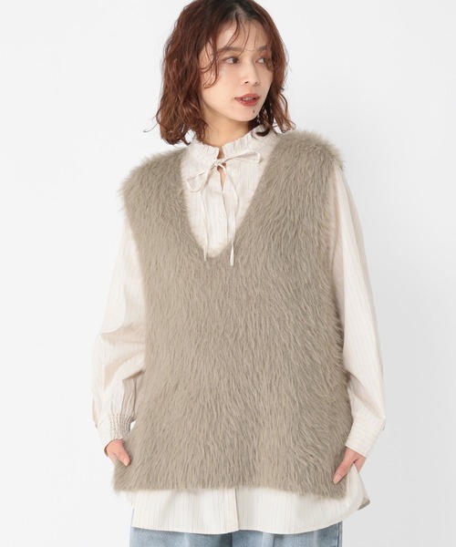 studio CLIP(スタディオクリップ)の「7ゲージフェザーベスト(ベスト・レディース・アイボリー/ベージュ/チャコール・FREE)」の2枚目の写真