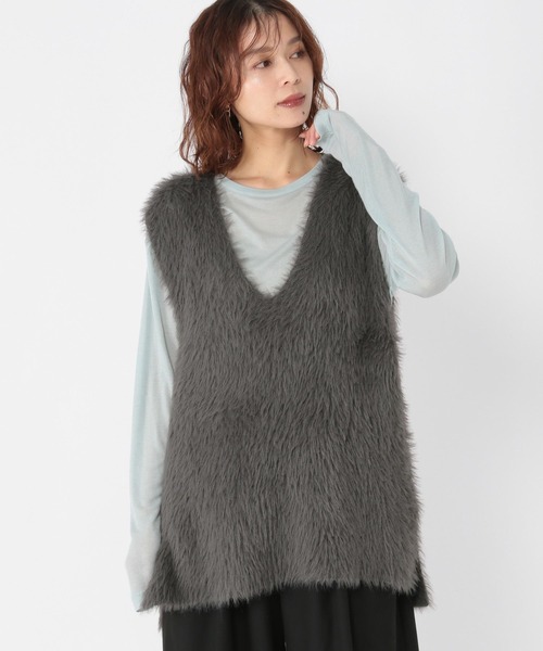 studio CLIP(スタディオクリップ)の「7ゲージフェザーベスト(ベスト・レディース・アイボリー/ベージュ/チャコール・FREE)」の1枚目の写真