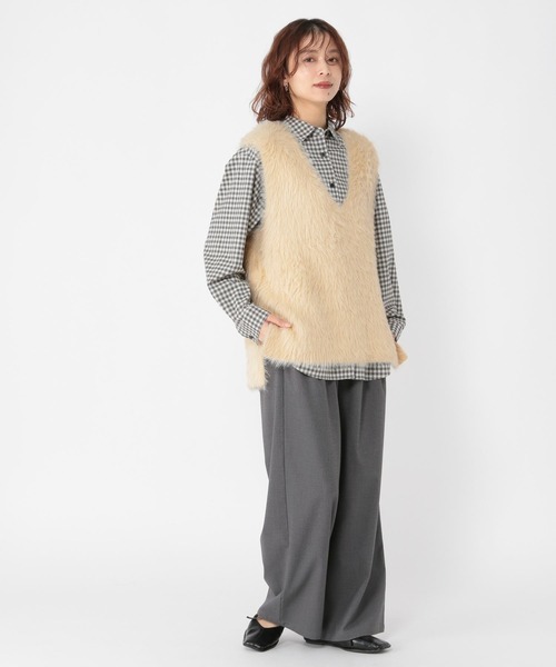 studio CLIP(スタディオクリップ)の「7ゲージフェザーベスト(ベスト・レディース・アイボリー/ベージュ/チャコール・FREE)」の4枚目の写真