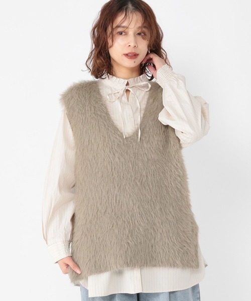 studio CLIP(スタディオクリップ)の「7ゲージフェザーベスト(ベスト・レディース・アイボリー/ベージュ/チャコール・FREE)」の5枚目の写真