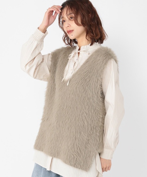 studio CLIP(スタディオクリップ)の「7ゲージフェザーベスト(ベスト・レディース・アイボリー/ベージュ/チャコール・FREE)」の6枚目の写真