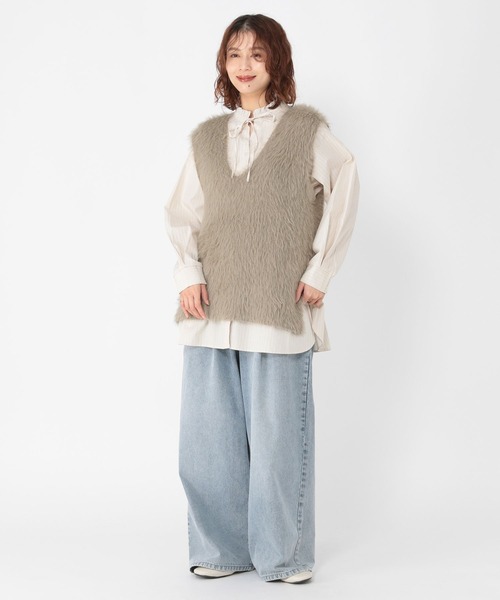 studio CLIP(スタディオクリップ)の「7ゲージフェザーベスト(ベスト・レディース・アイボリー/ベージュ/チャコール・FREE)」の8枚目の写真