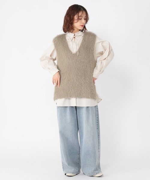 studio CLIP(スタディオクリップ)の「7ゲージフェザーベスト(ベスト・レディース・アイボリー/ベージュ/チャコール・FREE)」の9枚目の写真