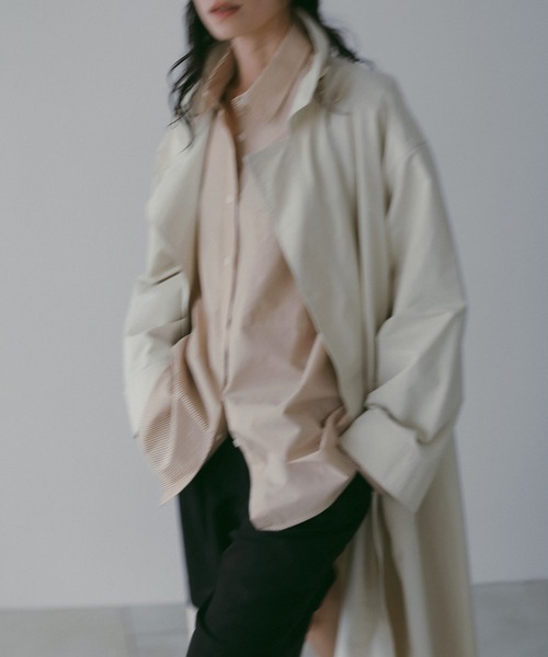 anuke（アンヌーク）の「Standcollar Long Coat（ステンカラーコート・レディース・ブラック/アイボリー・36inch/38inch）」の6枚目の写真