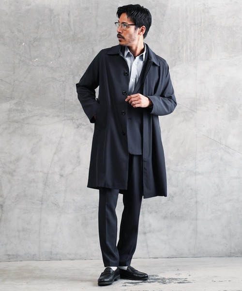 jiggys shop(ジギーズショップ)の「TPU ストレッチ ステンカラーコート スプリングコート(ステンカラーコート・メンズ・ネイビー/グレー/グレー系その他/ライトグレー/ブラック・LARGE/MEDIUM)」の6枚目の写真